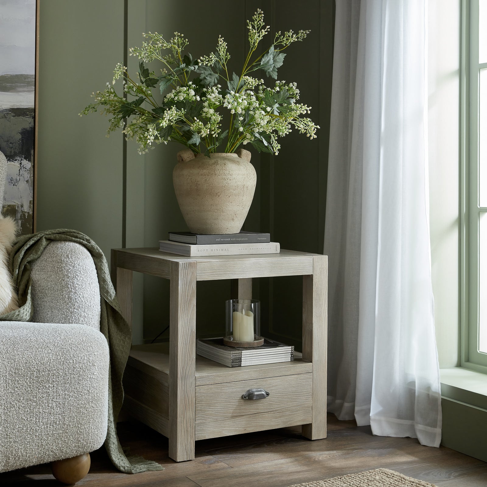 Haldon Collection 1 Drawer Side Table With Shelf [cid:24674-a]