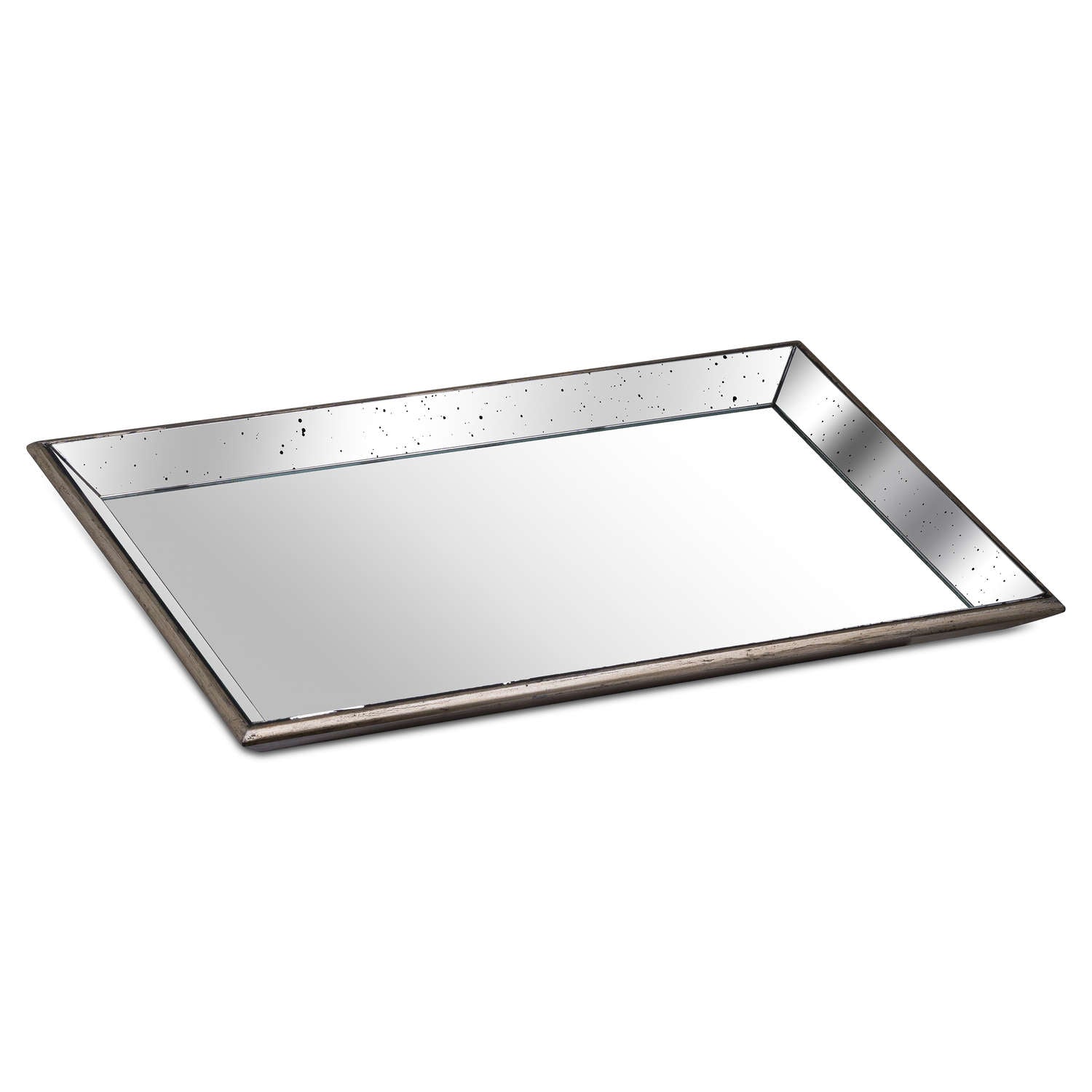 Astor Distressed Mirrored Tray With Wooden Detailing_1338