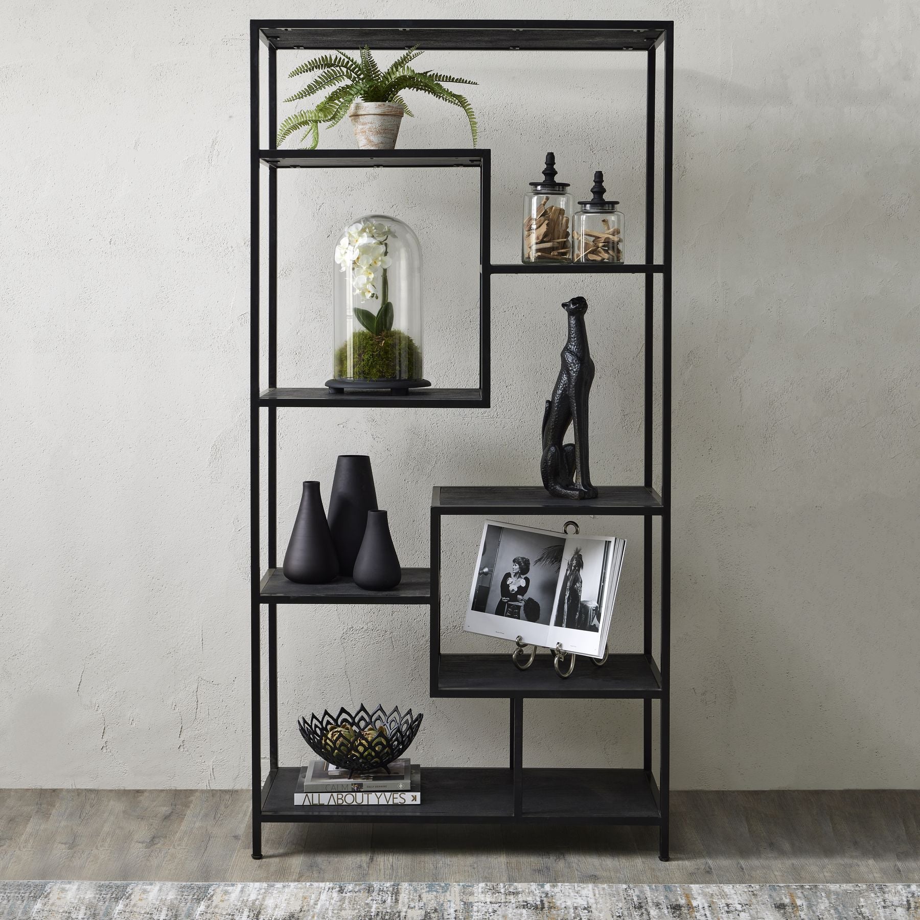Large Black Multi Shelf Unit_337