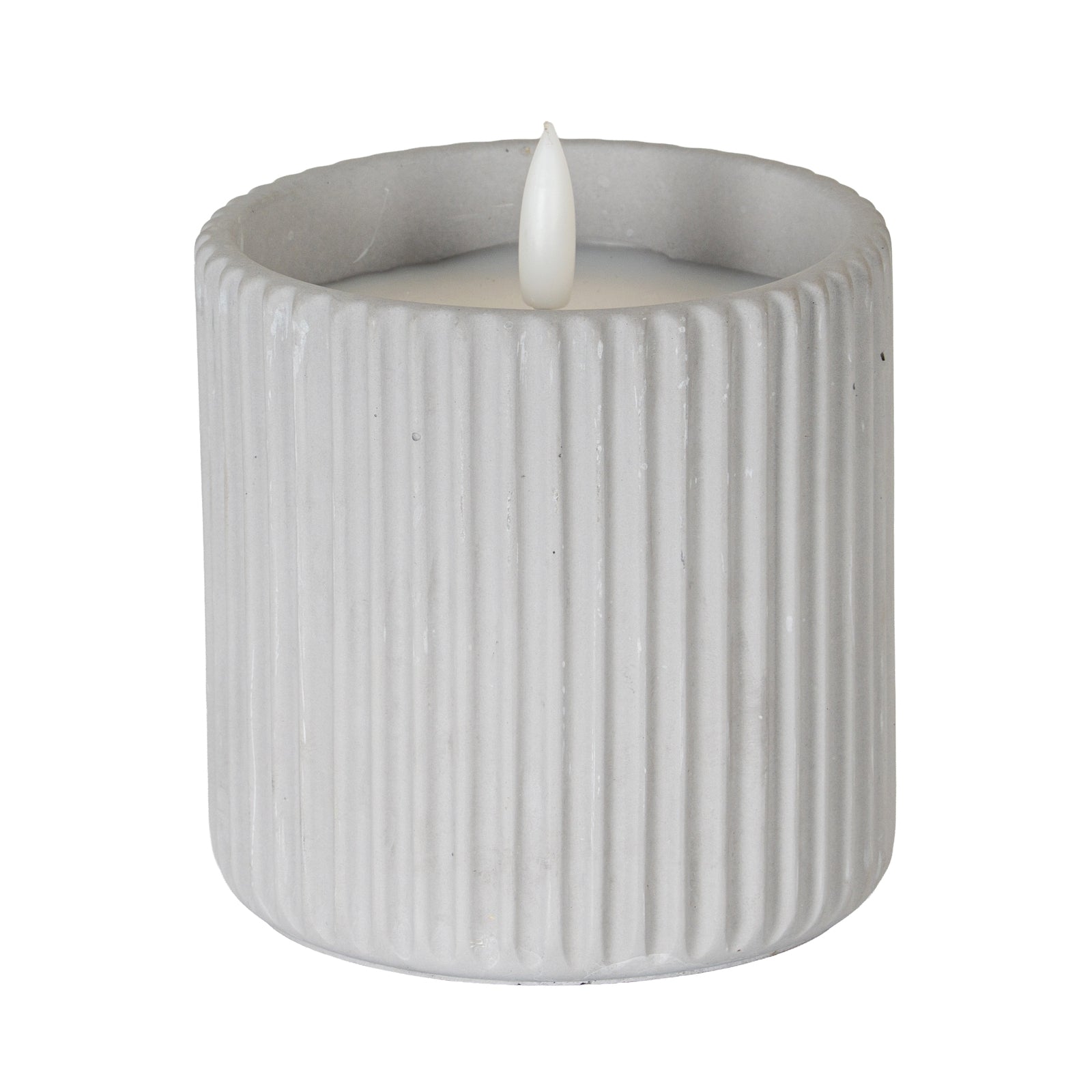 Luxe Collection Natural Glow Ribbed Large Led Candle_2306