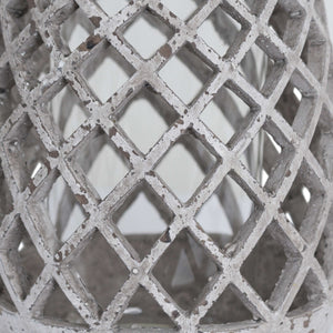Large Conical Ceramic Lattice Hurricane Lantern_1869