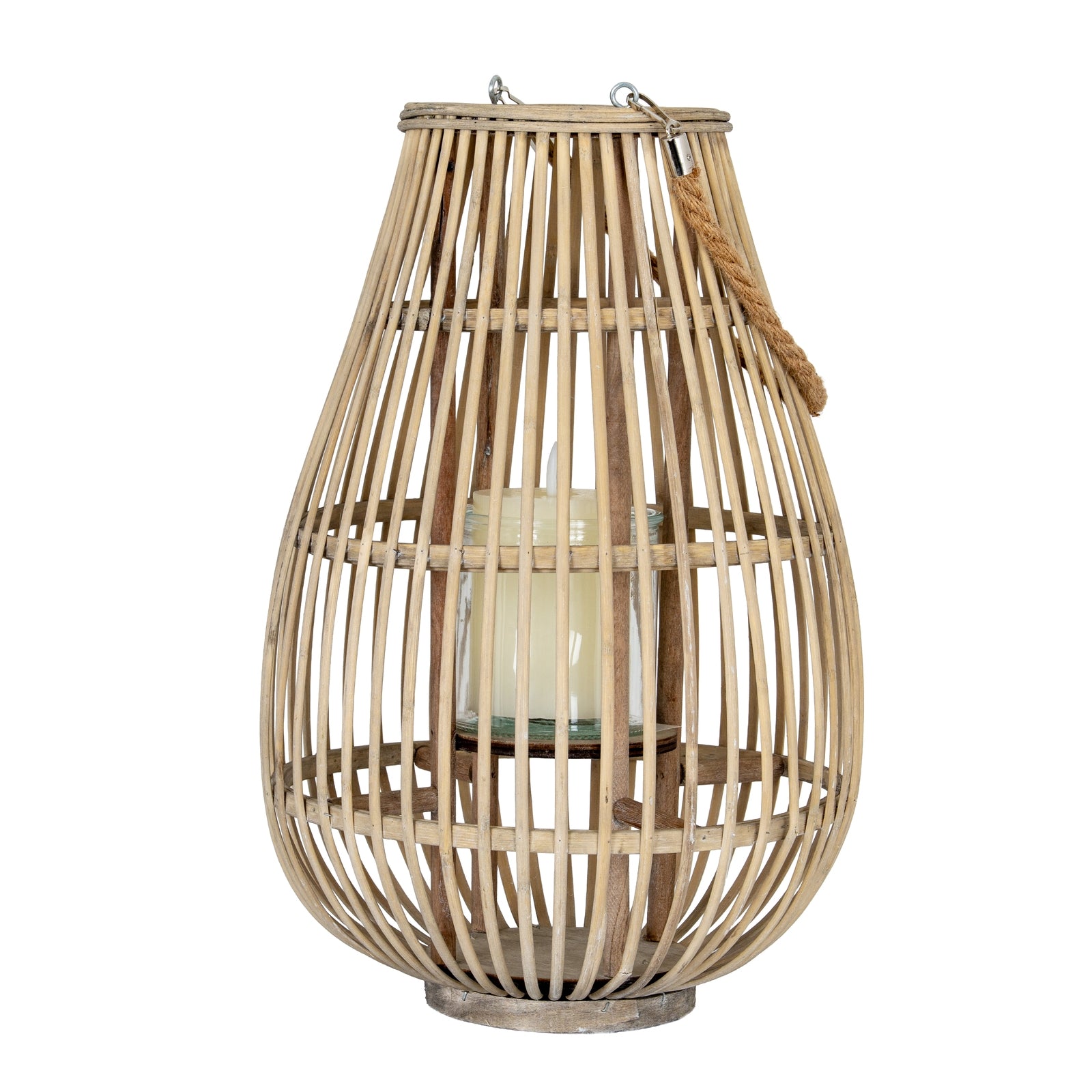 Large Ellipse Wicker Lantern With Glass Holder_867