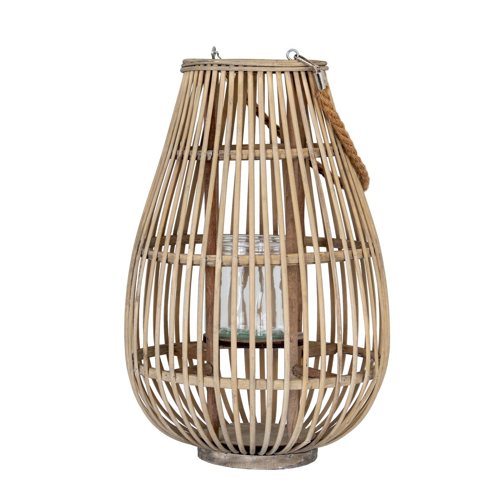 Large Ellipse Wicker Lantern With Glass Holder_866