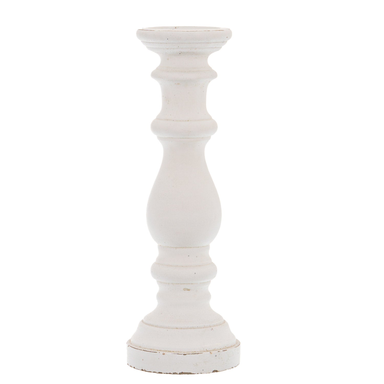 Matt White Ceramic Column Candle Holder_2481