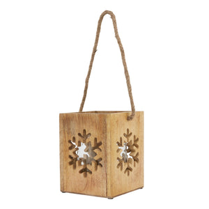Natural Wooden Snowflake Tealight Candle Holder_2705
