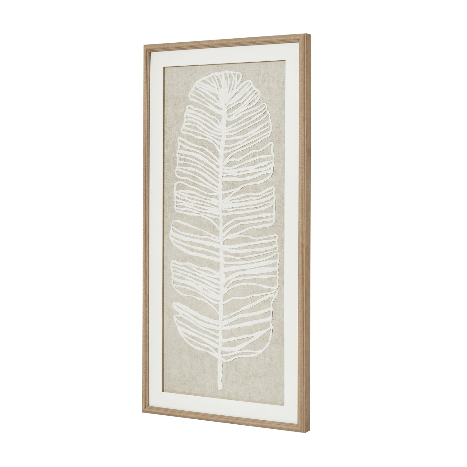 Large Plume White Feather Art Mounted In Beaded Frame_3841