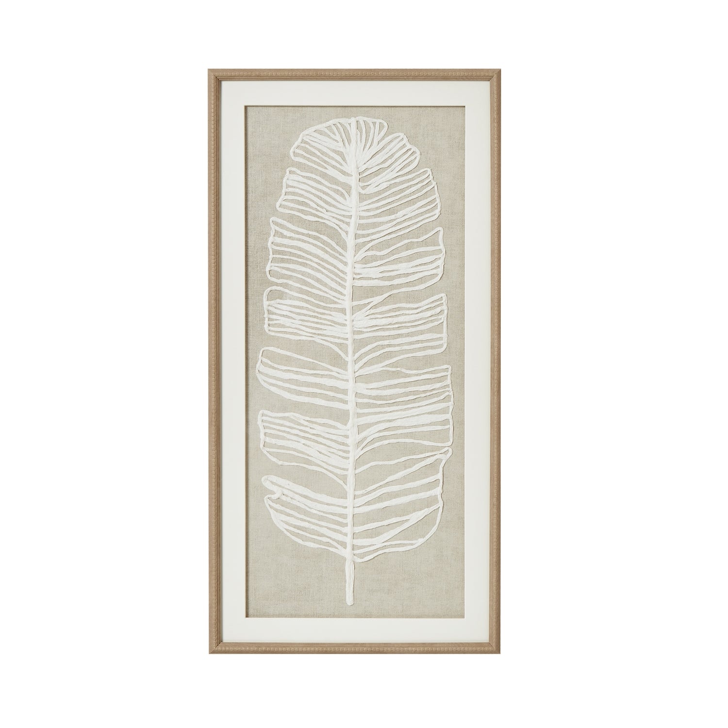 Large Plume White Feather Art Mounted In Beaded Frame_3840