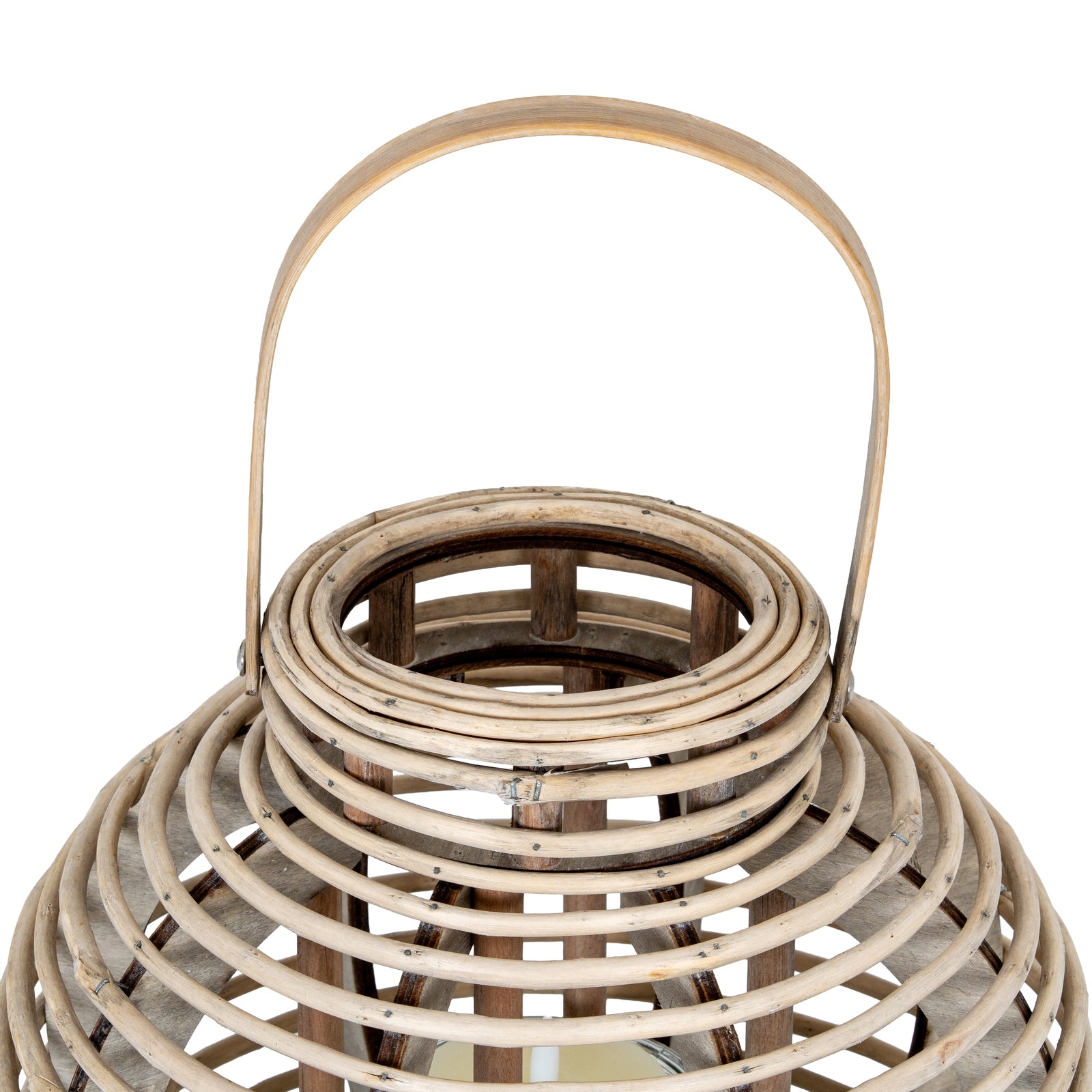 Large Round Willow Lantern With Glass Holder_882