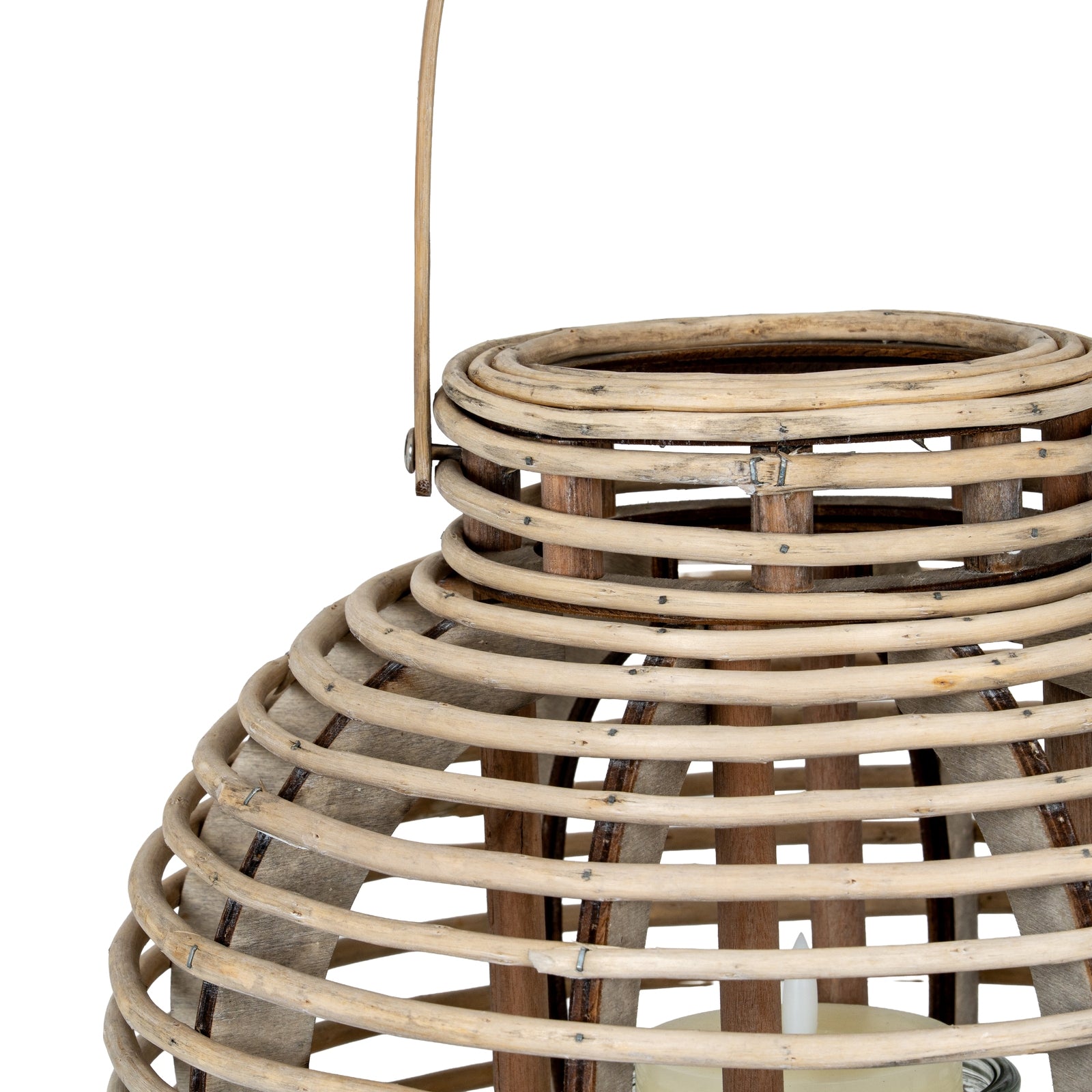 Large Round Willow Lantern With Glass Holder_883