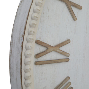 Large Rustic White Clock With Beaded Frame_4019