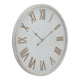 Large Rustic White Clock With Beaded Frame_4017