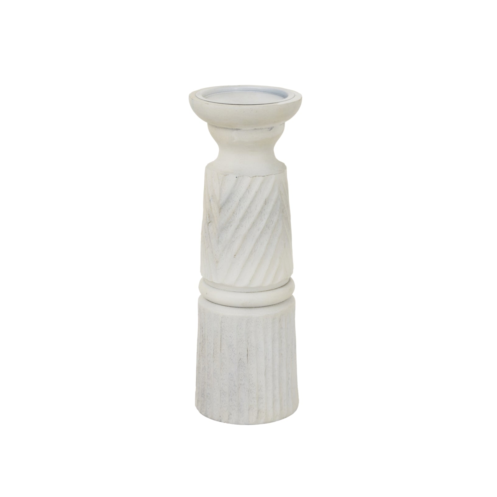 White Carved Candle Holder_2039