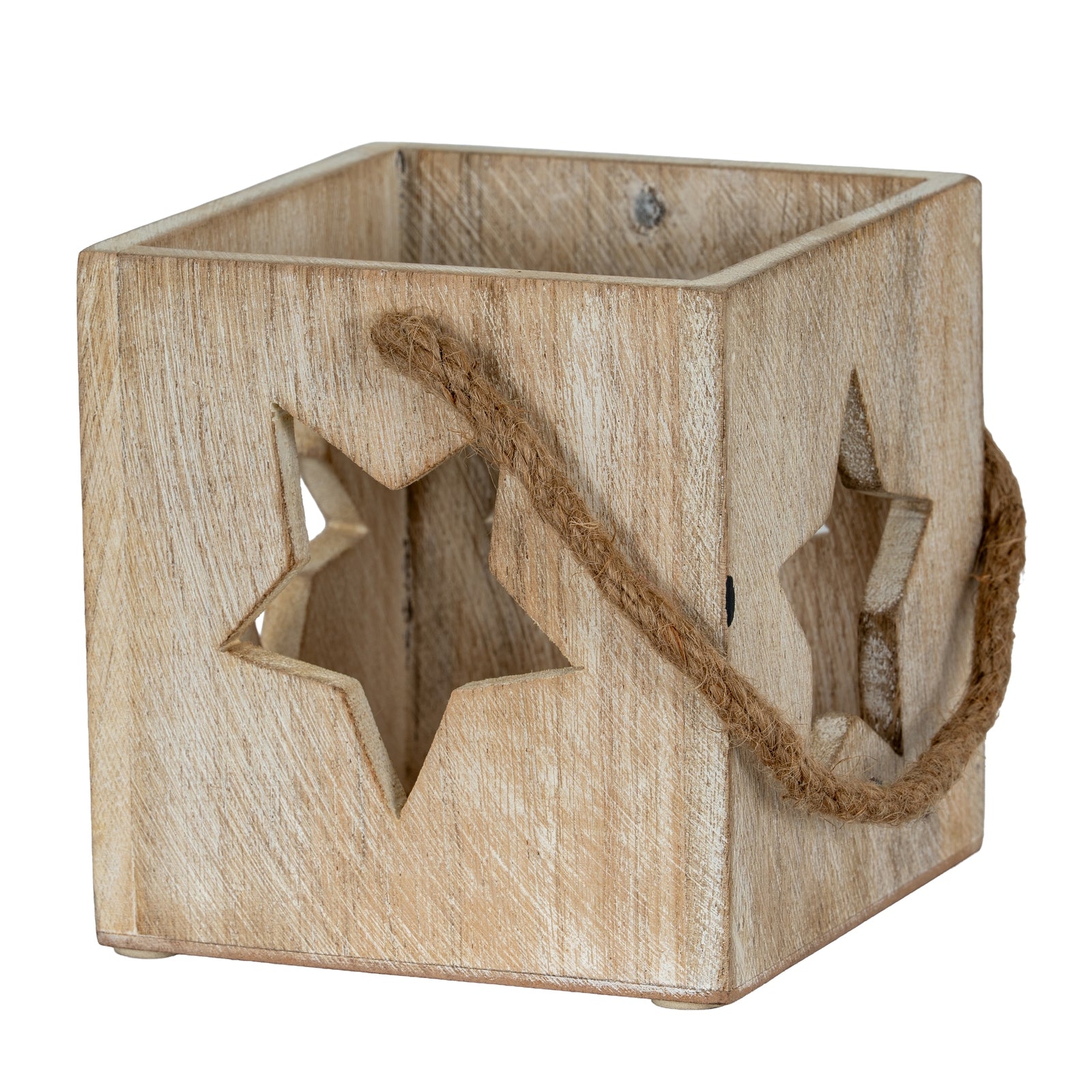 Washed Wood Large Star Tealight Candle Holder_3505