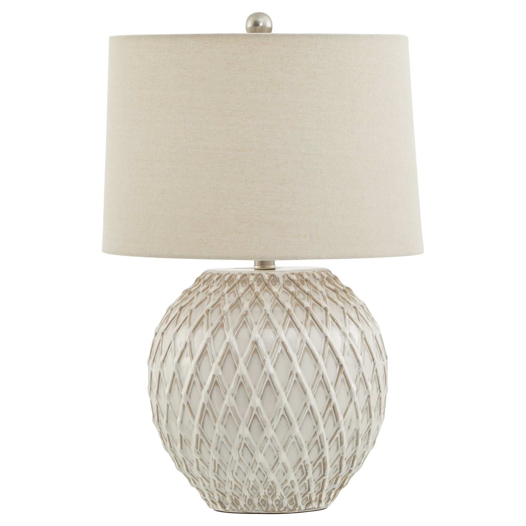 Lattice Ceramic Table Lamp With Linen Shade [cid:23056]