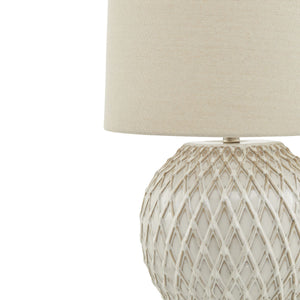 Lattice Ceramic Table Lamp With Linen Shade [cid:23056-a]