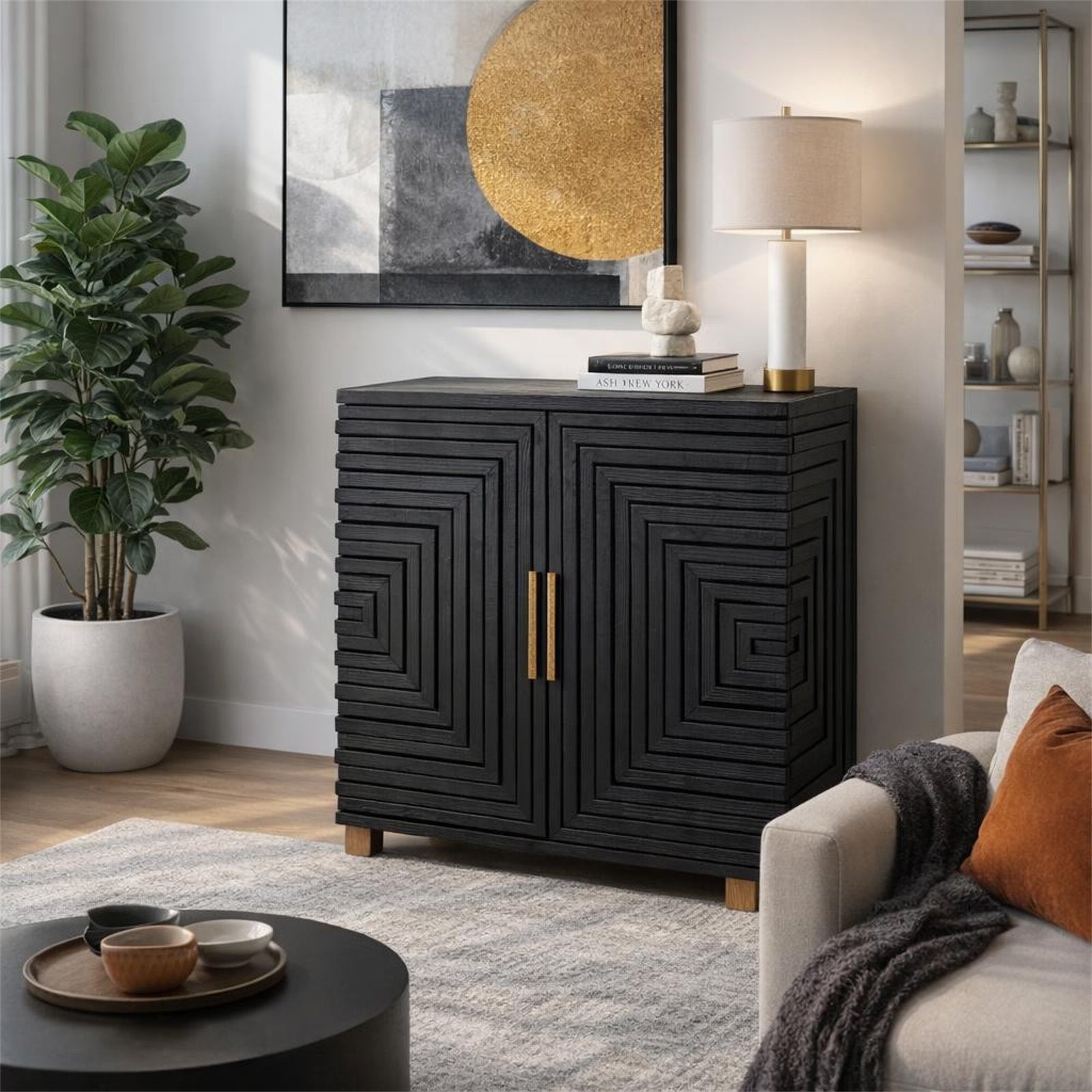 Lennox Black 2 Door Side Cupboard [cid:24564]