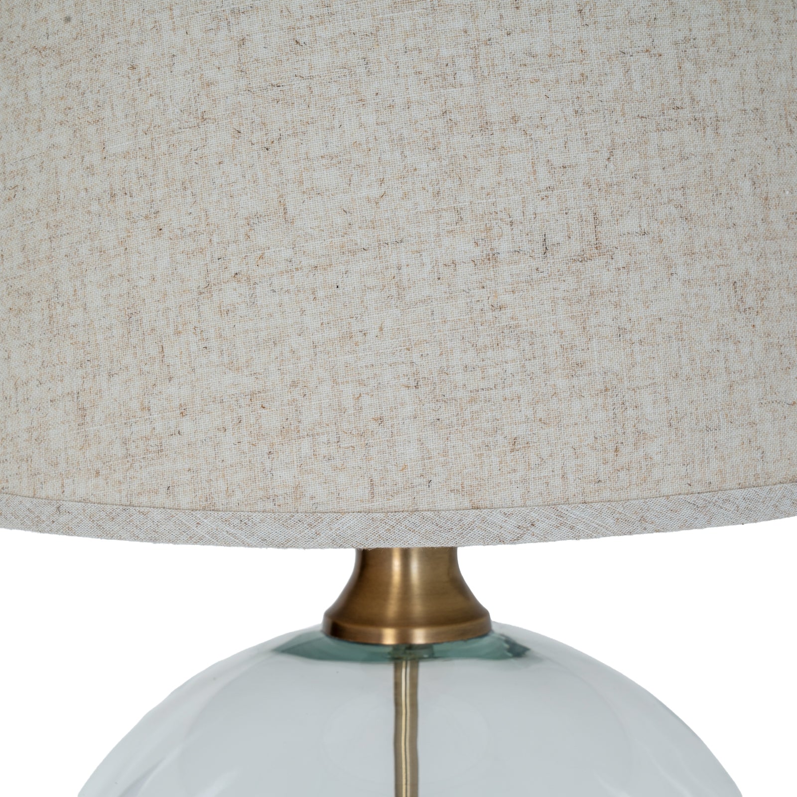 Lunel Glass Orb Table Lamp With Edged Linen Shade_913