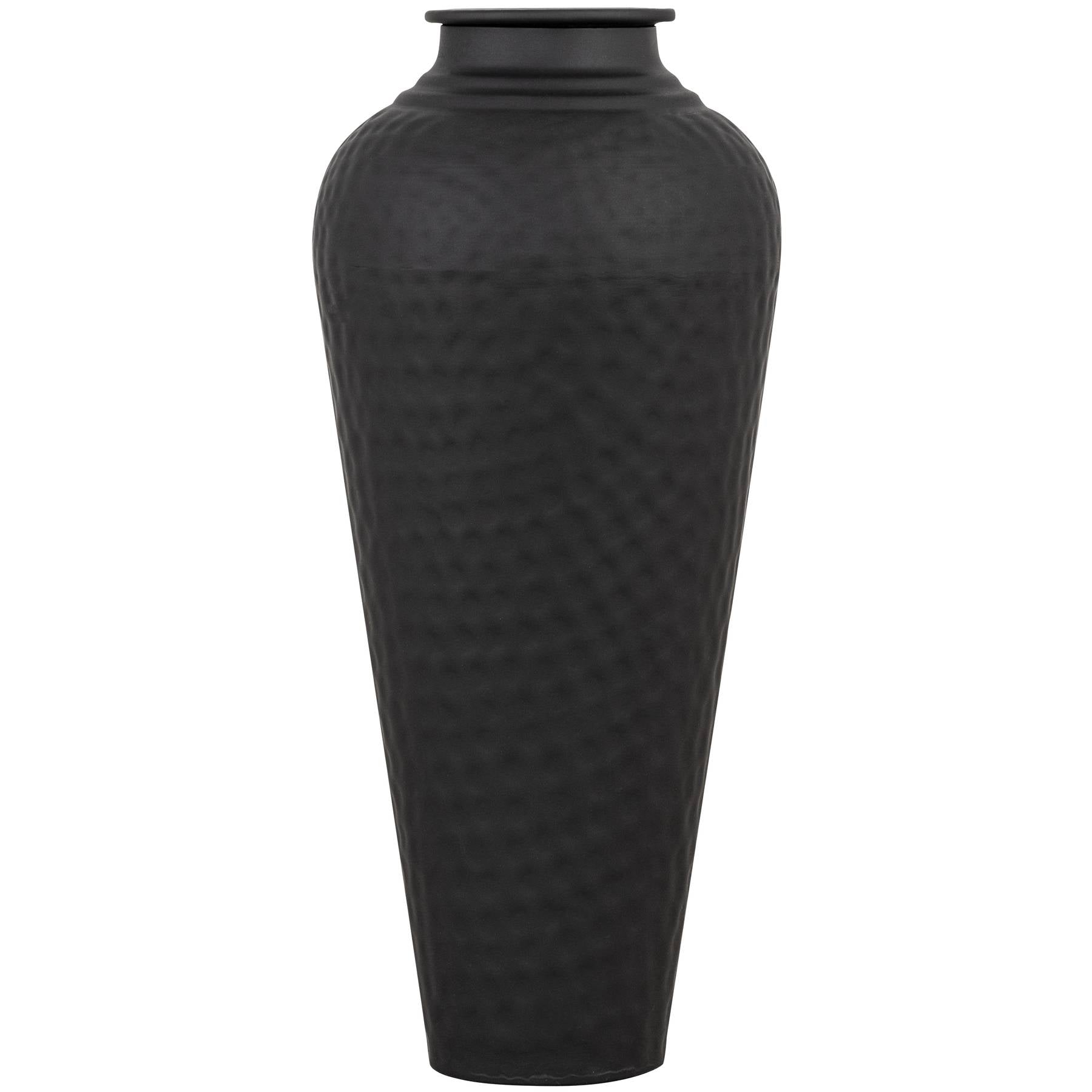 Matt Black Hammered Vase With Lid [cid:22858]