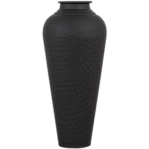 Matt Black Hammered Vase With Lid [cid:22858]