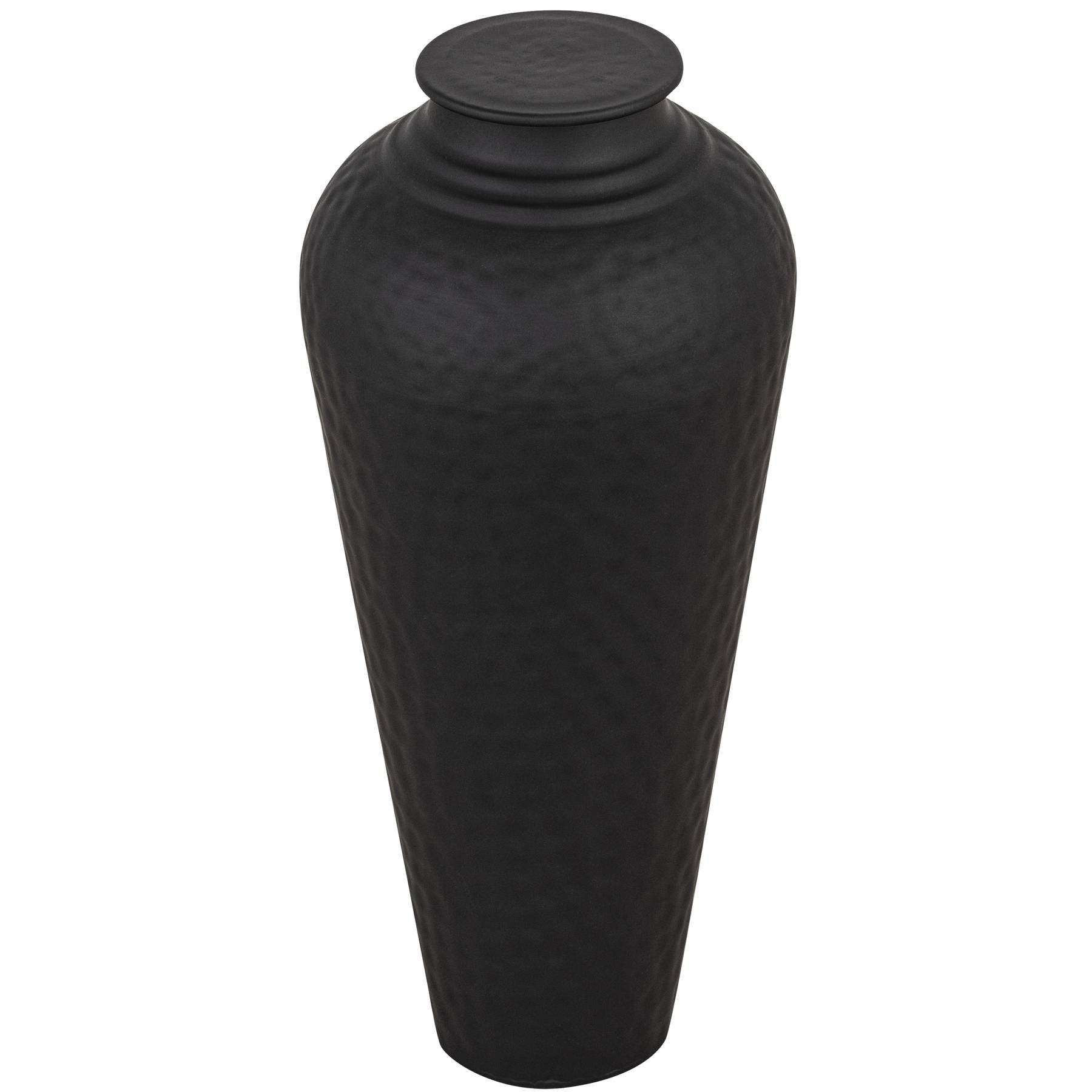 Matt Black Hammered Vase With Lid [cid:22858-a]
