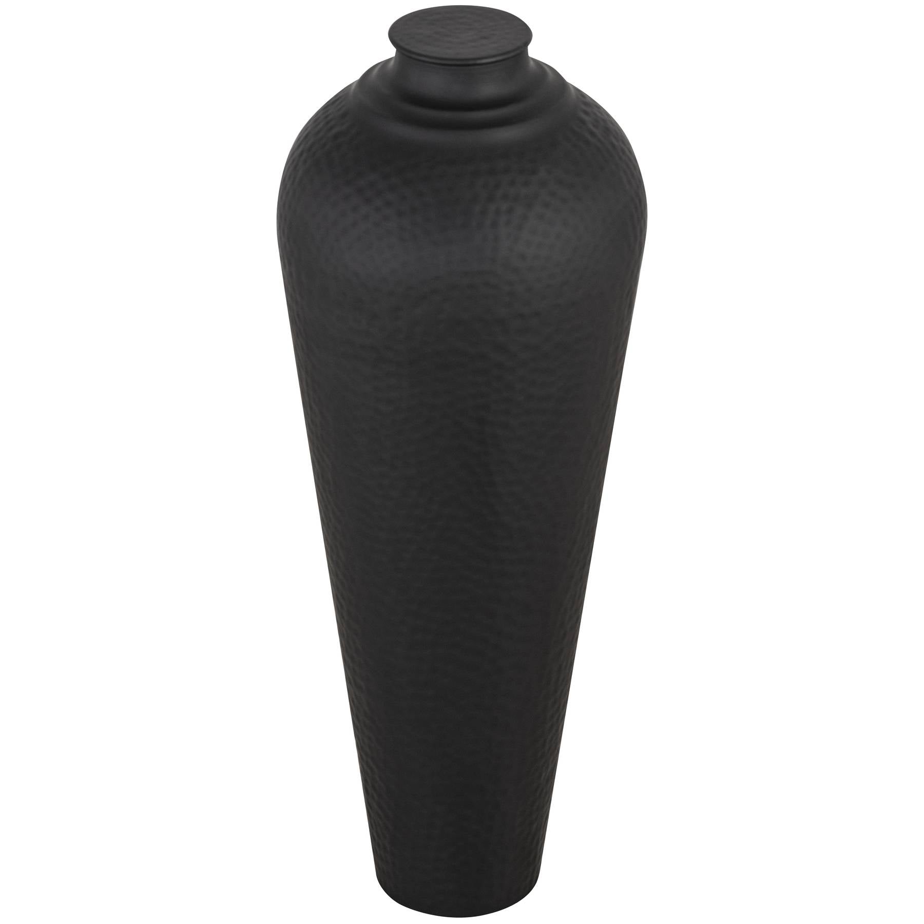 Matt Black Medium Hammered Vase With Lid [cid:22859-a]