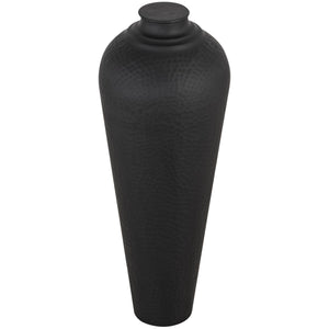 Matt Black Medium Hammered Vase With Lid [cid:22859-a]