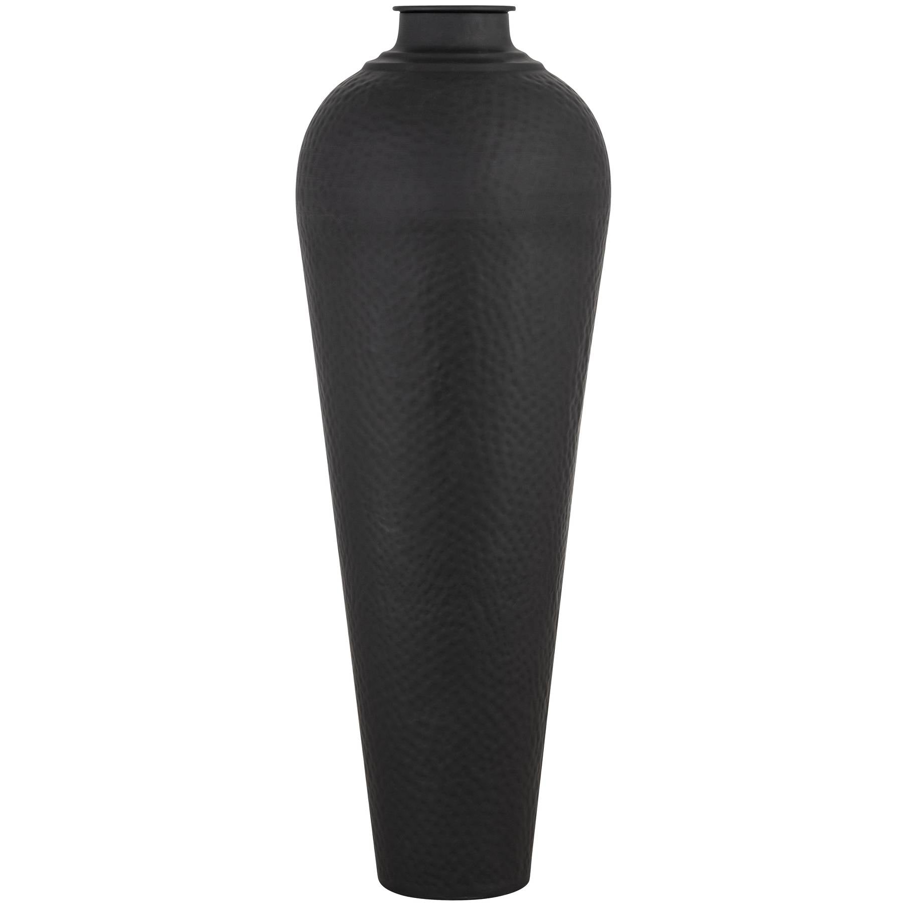 Matt Black Large Hammered Vase With Lid [cid:22860-b]