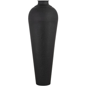 Matt Black Large Hammered Vase With Lid [cid:22860-b]