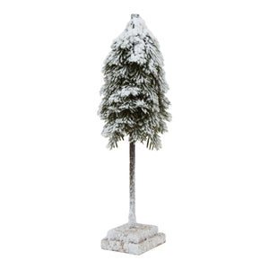 Snowy Cedar Tree On Wood Block_2566