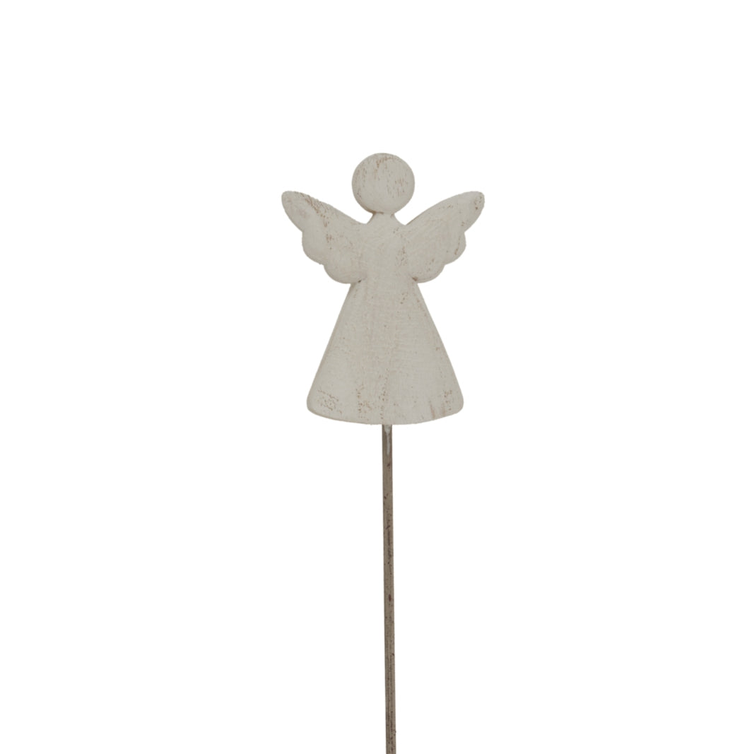 Whitewashed Rustic Angel On Stand_3621
