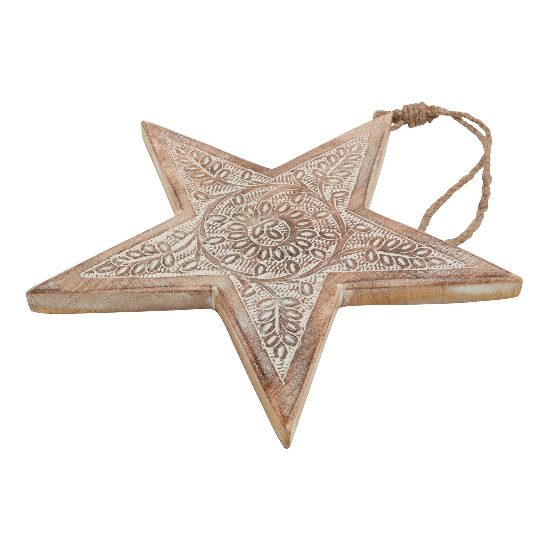 Natural Wooden Patterned Hanging Star_2704