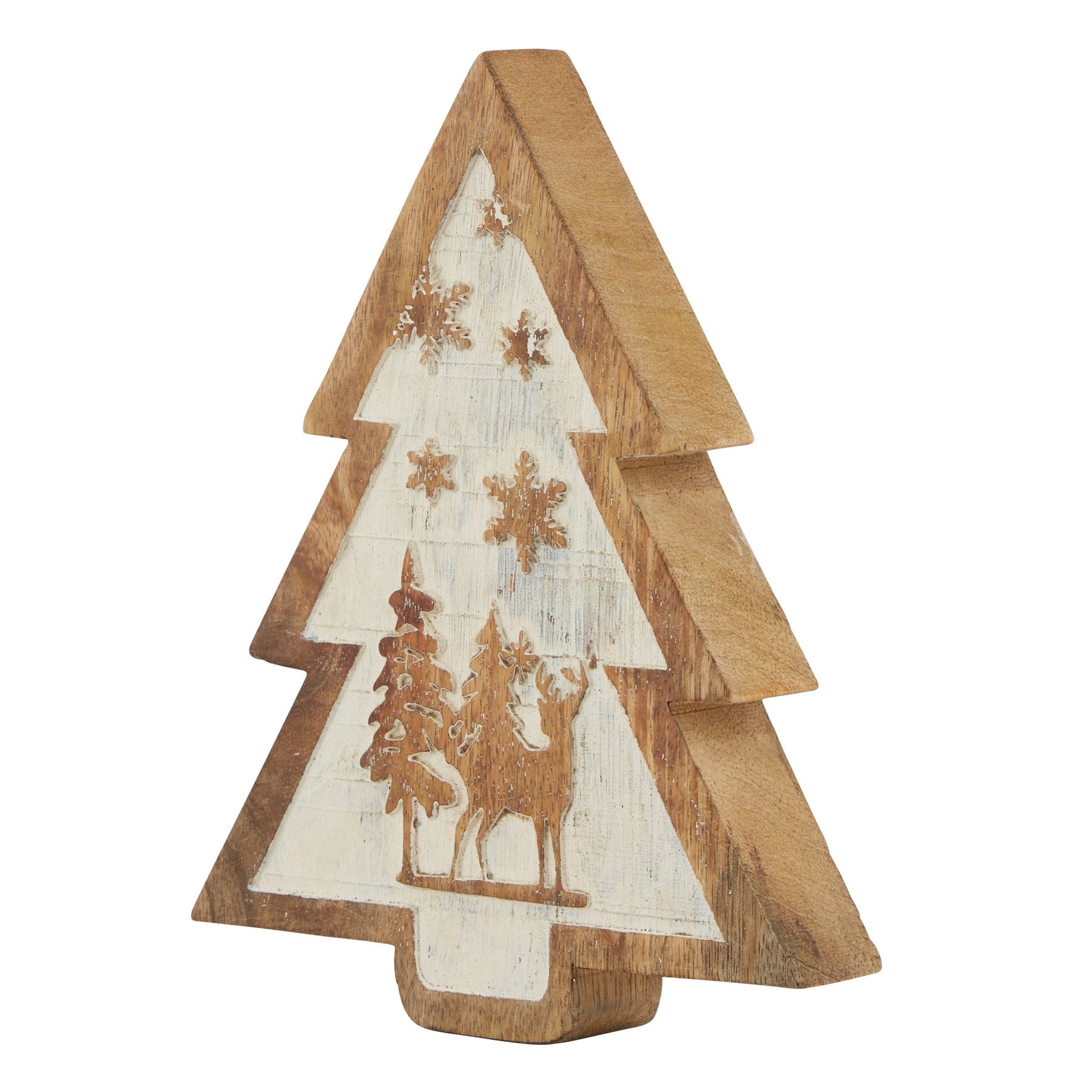 Natural Wooden Snow Scene Tree Decoration_2722