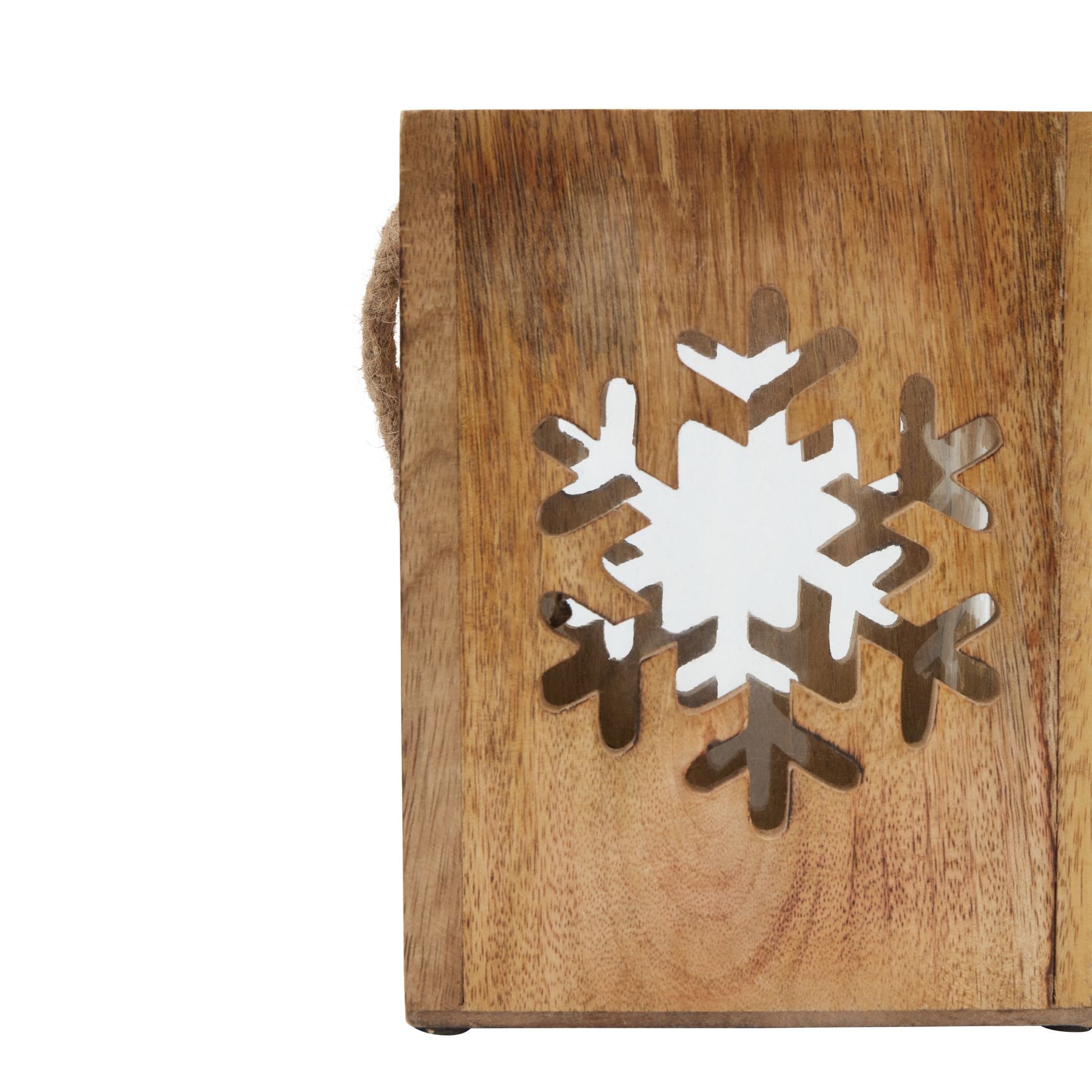 Natural Wooden Snowflake Tealight Candle Holder_2707