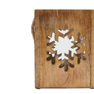 Natural Wooden Snowflake Tealight Candle Holder_2707