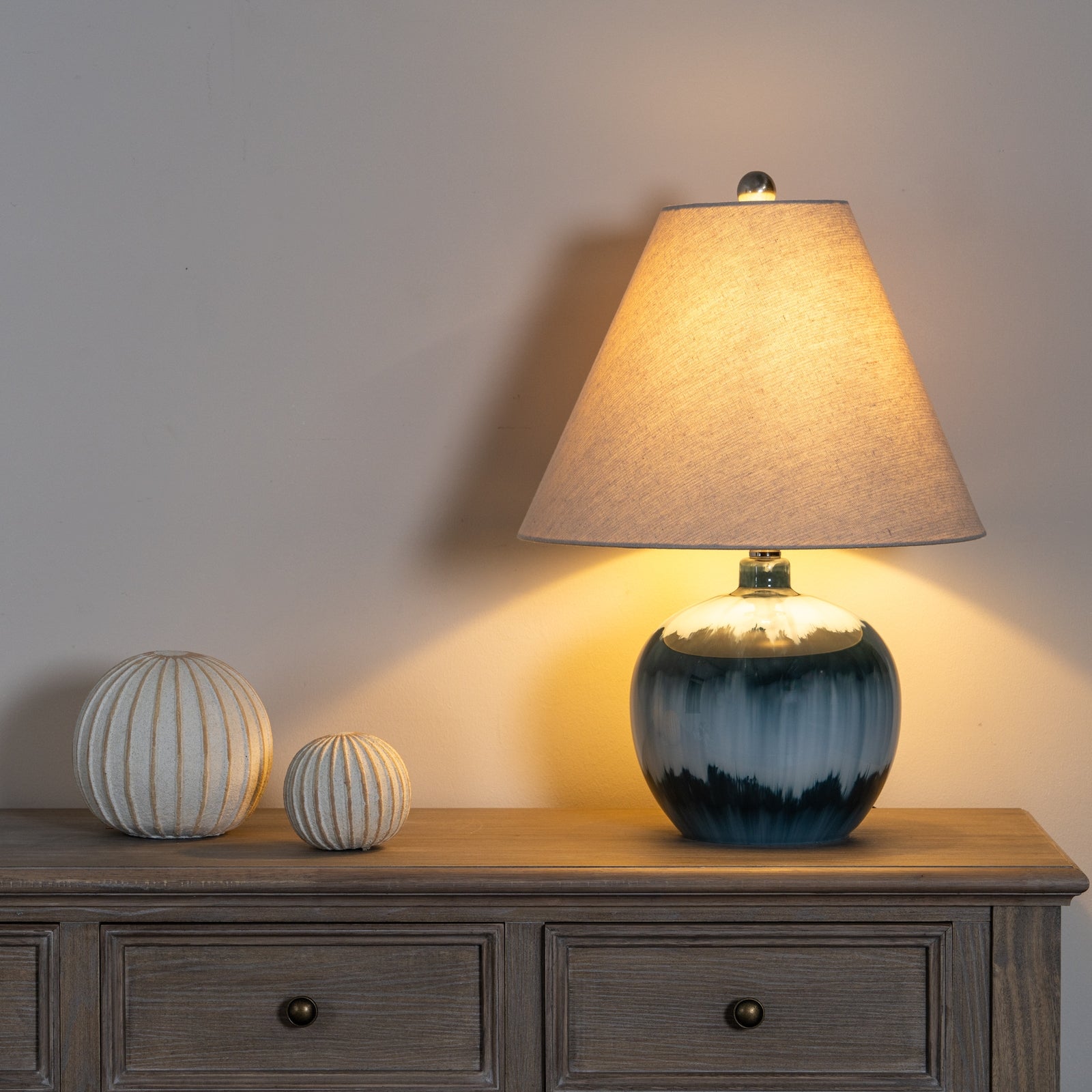 Ocean Shadows Squat  Table Lamp With Linen Shade [cid:24683-a]