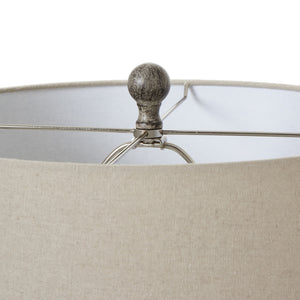 Ochre Carved Textured Table Lamp With Linen Shade_981