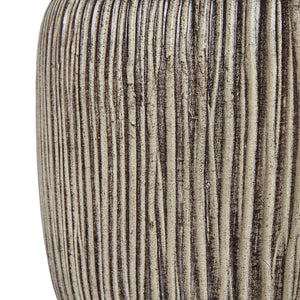 Ochre Carved Textured Table Lamp With Linen Shade_982