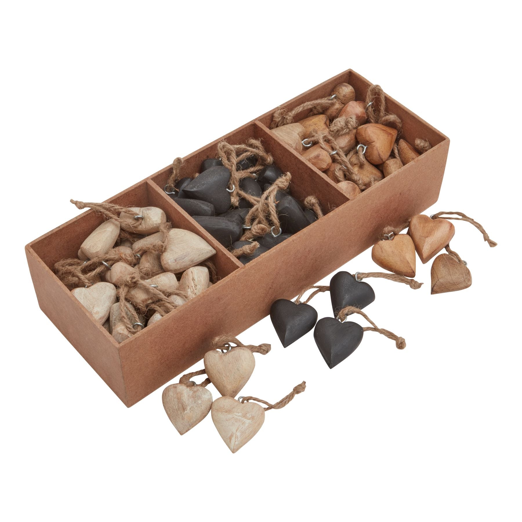 Pack Of 90 Wooden Heart Hanging Decorations_2780