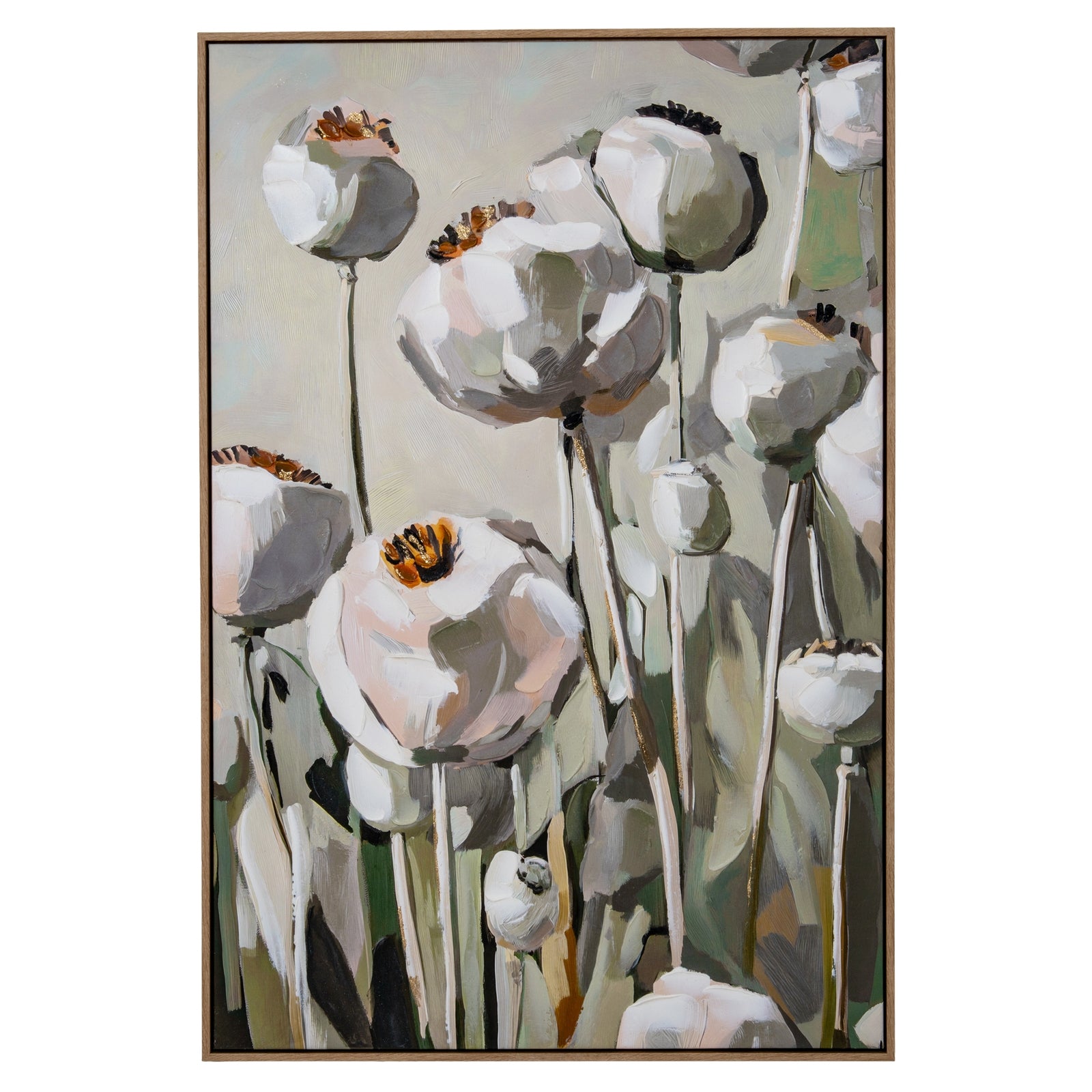 Poppy Heads Hand Painted Canvas in Frame [cid:24706]