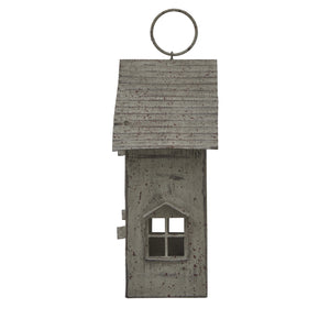 Rustic  Metal Hanging House Tealight With Glass Votive_2842
