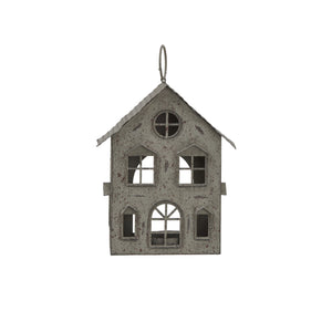Rustic  Metal Hanging House Tealight With Glass Votive_2840