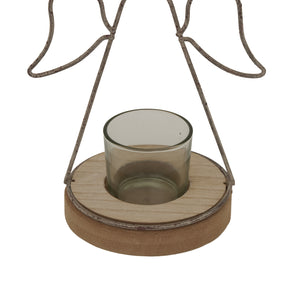 Rustic  Outline Angel Tealight On Stand With Glass Votive_2845