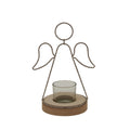 Rustic  Outline Angel Tealight On Stand With Glass Votive_2843