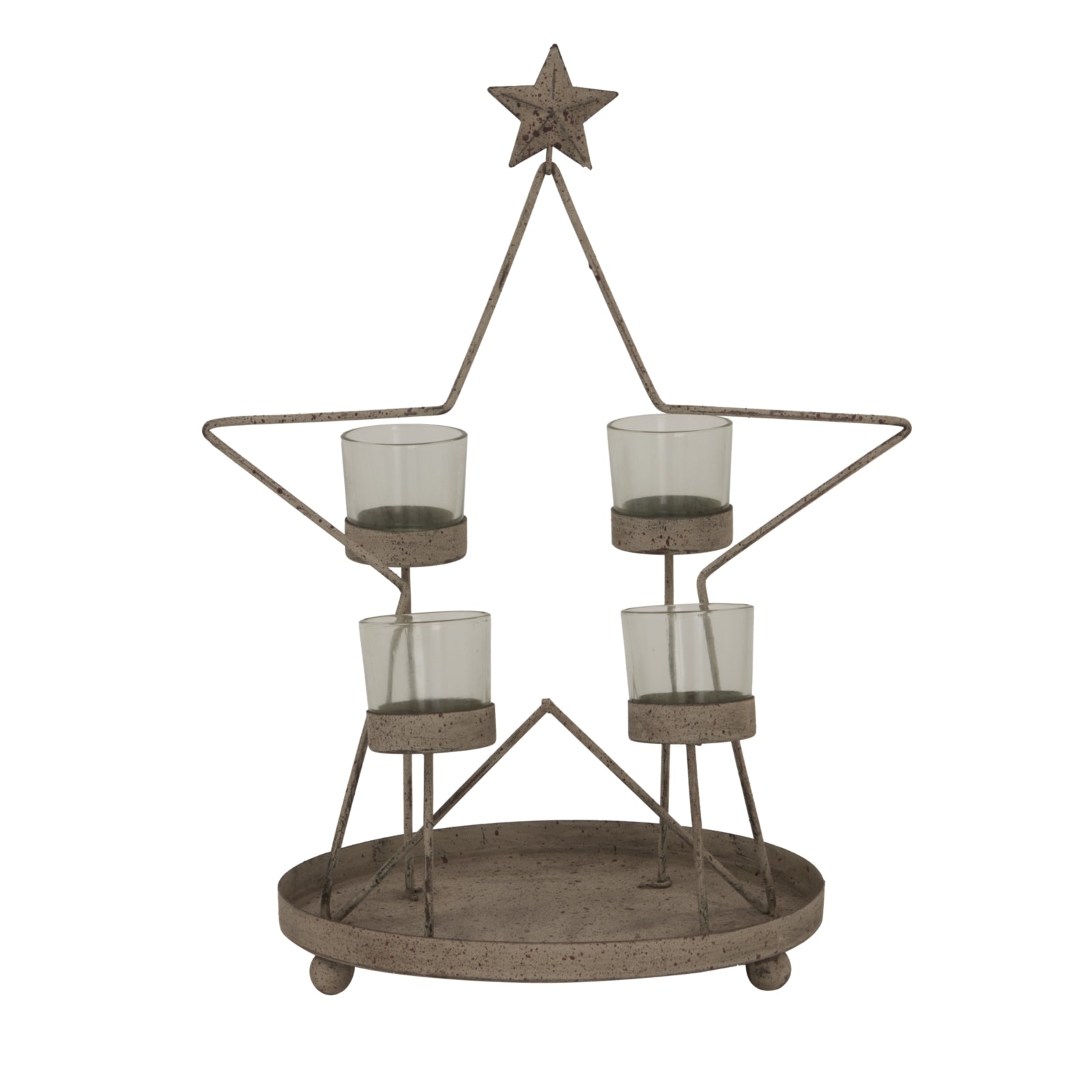 Rustic Outline Star With Four Glass Votives_2918