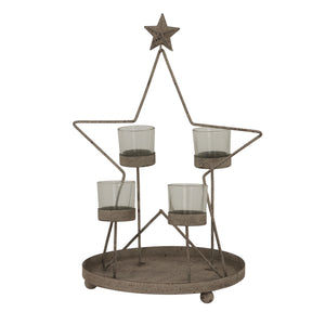 Rustic Outline Star With Four Glass Votives_2919