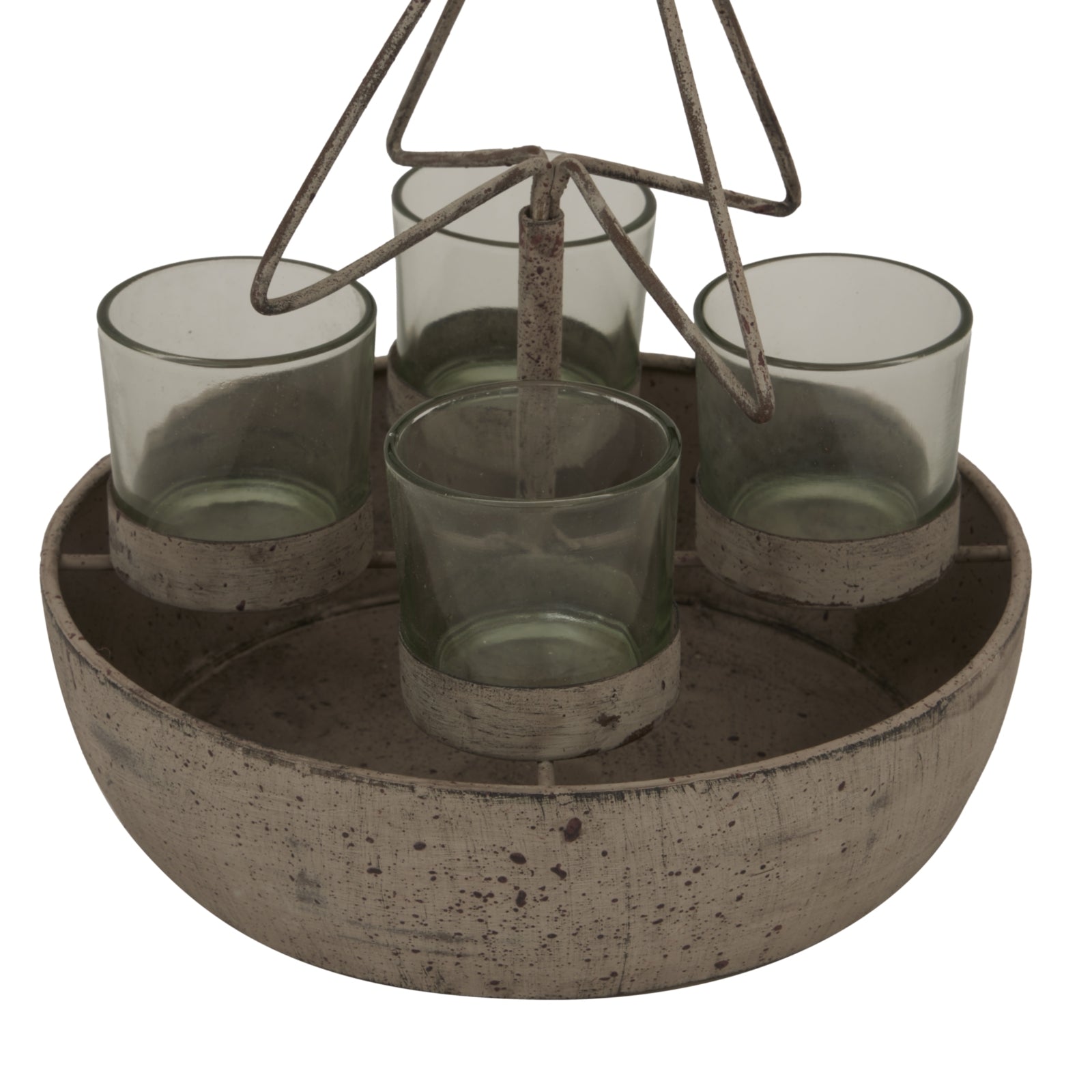 Rustic Outline Tree And Star With Four Glass Votives_2927