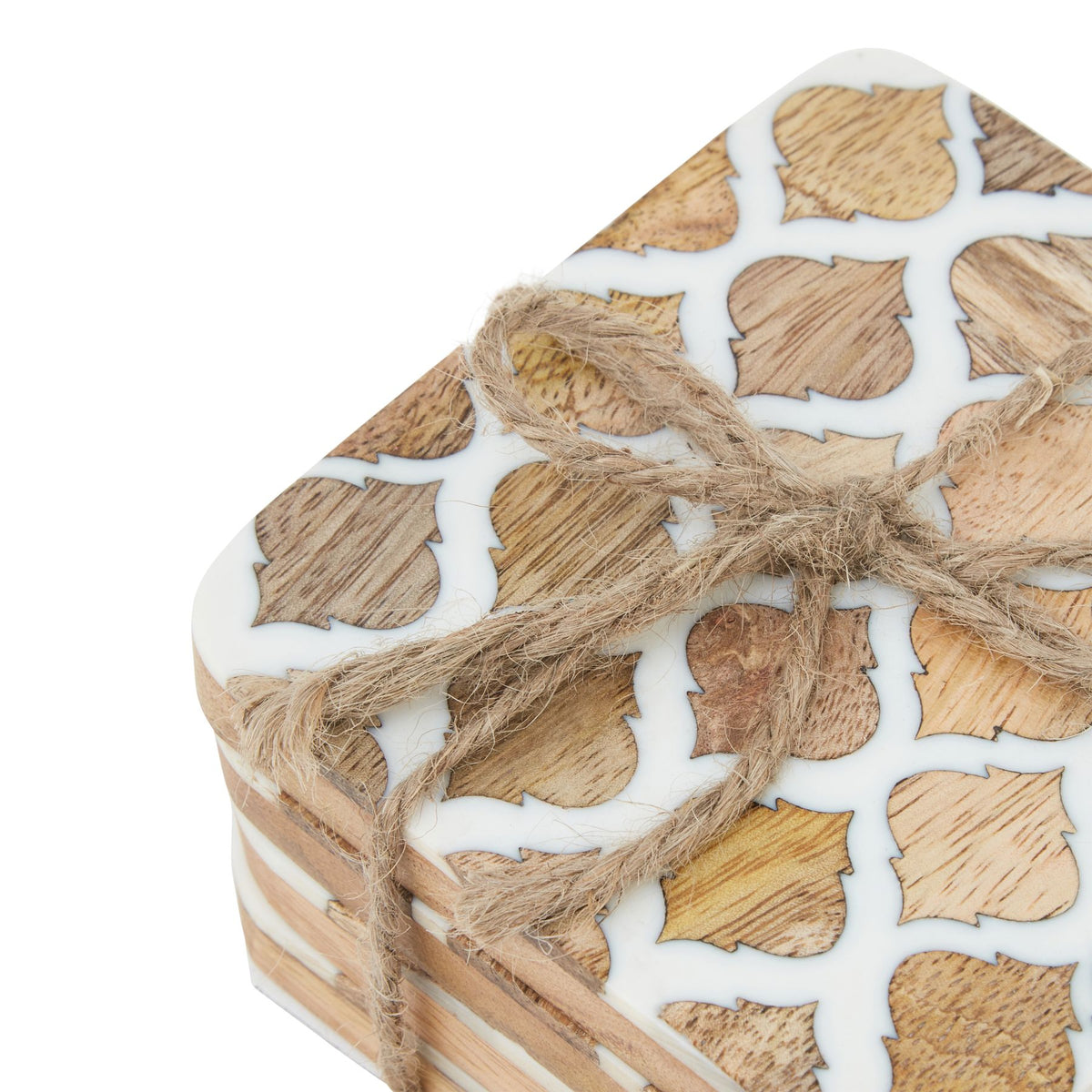 Set Of 4 Wood Effect Geometric Coasters_2976