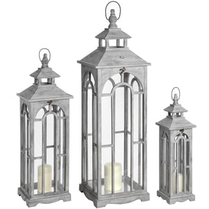 Set Of Three Wooden Lanterns With Archway Design_1043
