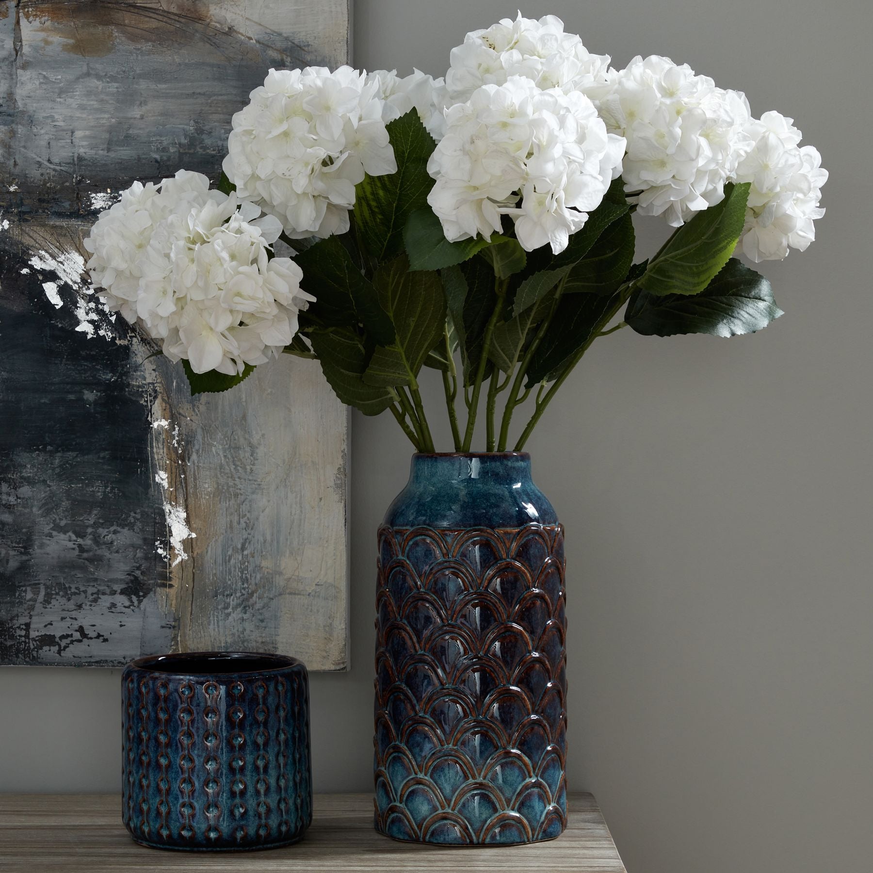 Seville Collection Large Indigo Scalloped Vase_3008