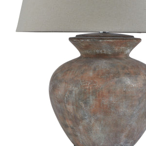Siena Brown  Round Table Lamp With Linen Shade_1056